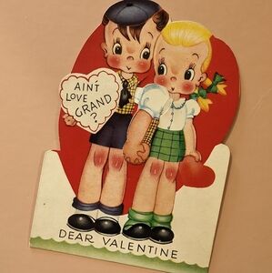 Vintage Children's Valentine | Mechanical Valentine | Little Boy and Girl
